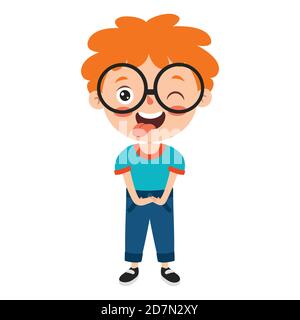 Pose ed espressioni di un ragazzo divertente Illustrazione Vettoriale