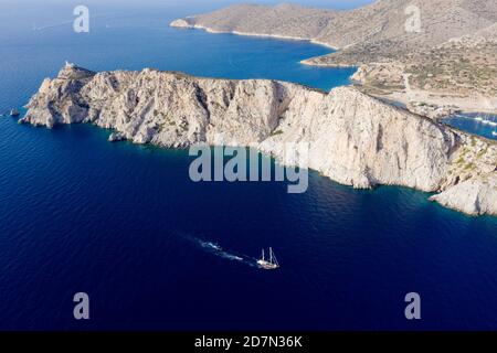 Vista aerea di Capo Knidos Datça Penisola Turchia Foto Stock