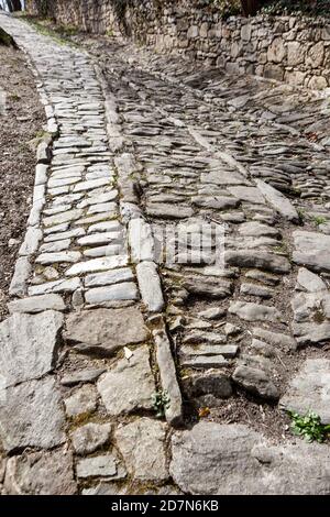 Motivo stradale acciottolato Foto Stock