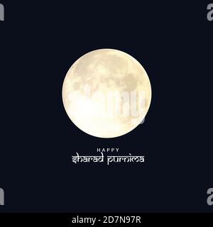 Illustrazione vettoriale di Sharad Purnima che è un festival di raccolta celebrato il giorno della luna piena. Luna piena di notte. Illustrazione Vettoriale