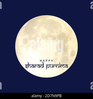 Illustrazione vettoriale di Sharad Purnima che è un festival di raccolta celebrato il giorno della luna piena. Luna piena di notte. Illustrazione Vettoriale