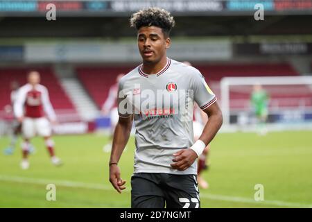 NORTHAMPTON, INGHILTERRA. 24 OTTOBRE. Il Charlton Athletic's Ian Maatsen durante la prima metà della Sky Bet League uno partita tra Northampton Town e Charlton Athletic al PTS Academy Stadium di Northampton sabato 24 ottobre 2020. (Credit: John Cripps | MI News) Credit: MI News & Sport /Alamy Live News Foto Stock