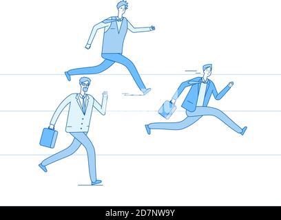 Uomini d'affari in corsa. La gente che fa jogging fa funzionare la squadra vincitrice della corsa della pista. Leadership Achievement concetto di vettore aziendale per la concorrenza di lavoro di squadra. Business di successo della concorrenza, accelerare le persone in pista illustrazione Illustrazione Vettoriale