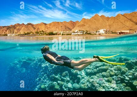 Mar Rosso, Egitto - snorkeling subacquea, Marsa Alam Reef Foto Stock