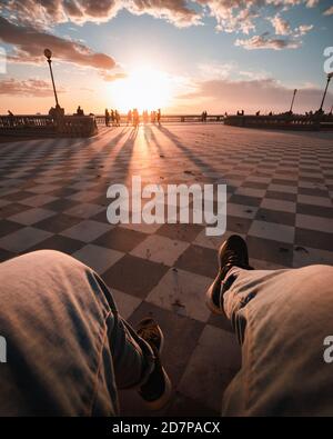 Mi piace un tramonto a Livorno, a Terrazza Mascagni Foto Stock