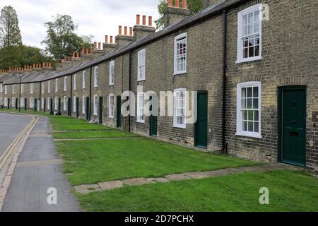 Case residenziali georgiane in Lower Park Street, Cambridge City, Cambridgeshire, Inghilterra, Regno Unito Foto Stock