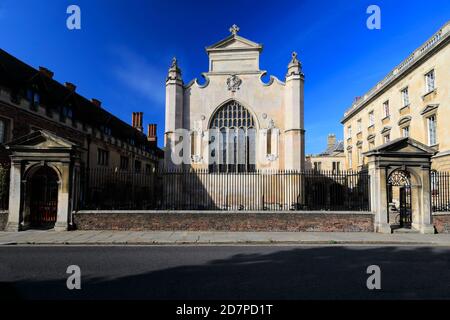 Frontage del Peterhouse College, Trumpington Street, Cambridgeshire, Inghilterra, Regno Unito Foto Stock