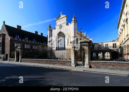 Frontage del Peterhouse College, Trumpington Street, Cambridgeshire, Inghilterra, Regno Unito Foto Stock