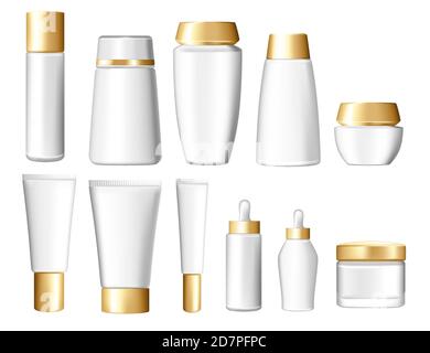 Impostare i modelli vuoti del vettore di plastica bianca vuota e pulita illustrazione vettoriale realistica dei contenitori Illustrazione Vettoriale