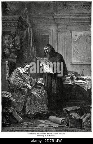 Il Cardinale Richelieu e Padre Joseph, disegnato da A. de Neuville, Illustrazione, Storia del mondo di Ridpath, Volume III, di John Clark Ridpath, LL. D., Merrill & Baker Publishers, New York, 1897 Foto Stock