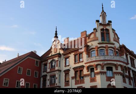 Architettura storica a Maribor nella Slovenia orientale Foto Stock