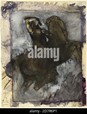 Horseman (recto); Horse and Rider (verso) - 1889; Auguste Rodin; francese; 1840-1917 Foto Stock