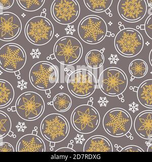 Modello natalizio senza cuciture di palle e fiocchi di neve Illustrazione Vettoriale