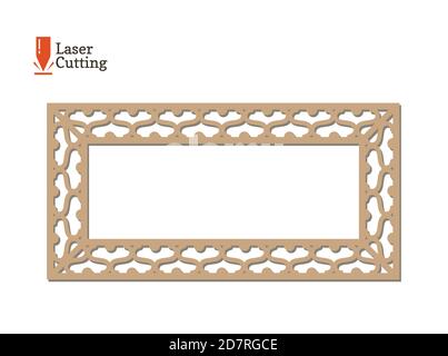 Pannello di taglio laser. Template vettoriale per taglio su macchina laser. Silhouette d'arte. Illustrazione della scheda vettoriale per la progettazione di cornici fotografiche Illustrazione Vettoriale