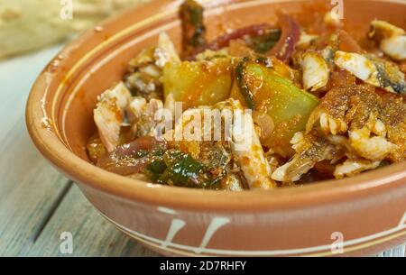 Vendita Satini Poisson - Chutney di pesce salato, tipico piatto creolo Mauriziano Foto Stock