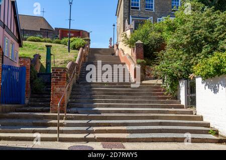 I trentanove gradini, lungomare, Aldeburgh, Woodbridge, Suffolk, Regno Unito. Foto Stock