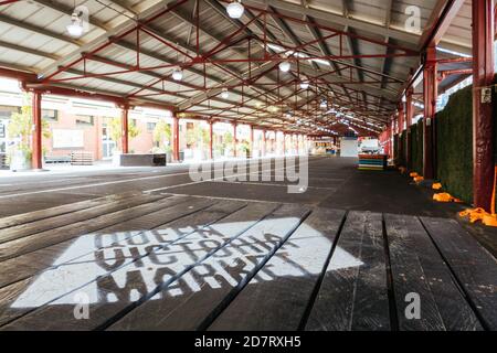 Quiet Queen Vic Market durante il Coronavirus Pandemic Foto Stock