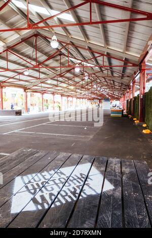 Quiet Queen Vic Market durante il Coronavirus Pandemic Foto Stock