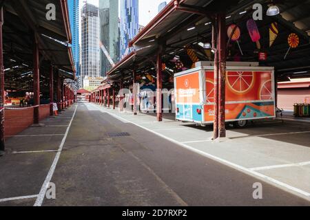 Quiet Queen Vic Market durante il Coronavirus Pandemic Foto Stock