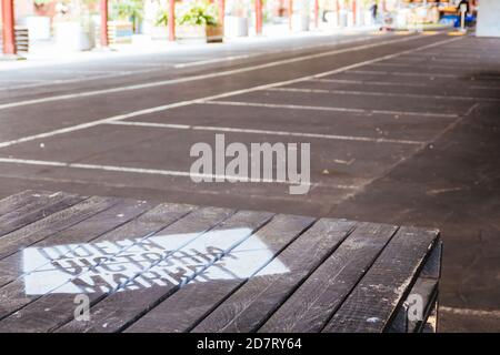 Quiet Queen Vic Market durante il Coronavirus Pandemic Foto Stock