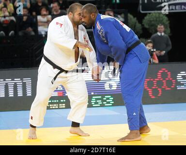 RINER, Teddy del francese e OKRUASHVILI, Adam di Georgie + 100 Kg finale durante il Campionato europeo Judo Seniors 2014 il 25 aprile 2014 a Montpellier, Francia - Foto Laurent Lairys / DPPI Foto Stock