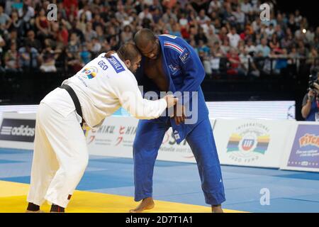 RINER, Teddy del francese e OKRUASHVILI, Adam di Georgie + 100 Kg finale durante il Campionato europeo Judo Seniors 2014 il 25 aprile 2014 a Montpellier, Francia - Foto Laurent Lairys / DPPI Foto Stock