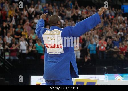 RINER, Teddy del francese e OKRUASHVILI, Adam di Georgie + 100 Kg finale durante il Campionato europeo Judo Seniors 2014 il 25 aprile 2014 a Montpellier, Francia - Foto Laurent Lairys / DPPI Foto Stock