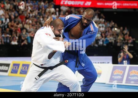 RINER, Teddy del francese e OKRUASHVILI, Adam di Georgie + 100 Kg finale durante il Campionato europeo Judo Seniors 2014 il 25 aprile 2014 a Montpellier, Francia - Foto Laurent Lairys / DPPI Foto Stock