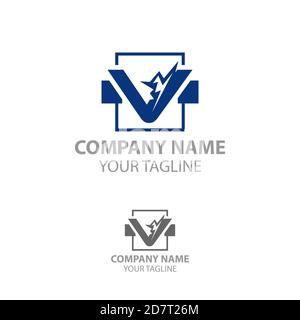 Elegante logotipo vettoriale geometrico. Logo Letter V dal design minimalista. Identità del marchio Premium con modello di biglietto da visita. Illustrazione Vettoriale