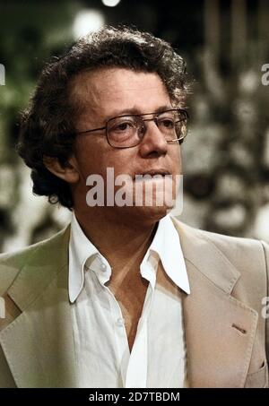 Dieter Thomas Heck, deutscher moderatore und Entertainer Deutschland um 1980. TV tedesca presenter Dieter Thomas Heck a Amburgo, Germania 1980. Foto Stock