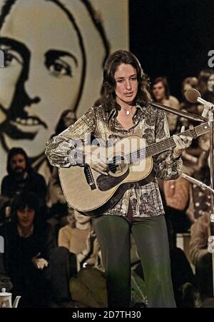 Joan Baez, Amerikanische Folk-Sängerin, Bürgerrechtlerin Und Pazifistin Joan Baez, Deutschland Anfang 1970er Jahre. Cantante folk americano, compositore e attivista per i diritti civili Joan Baez, Germania primi 1970s. Foto Stock