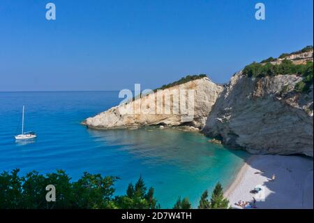 Lefkada Island, Porto Katsiki Beach view, Grecia Foto Stock