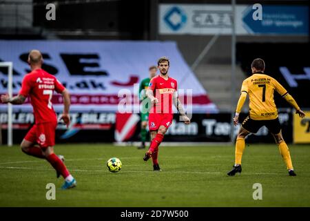 Horsens, Danimarca. 25 Ott 2020. Kian Hansen (4) del FC Nordsjaelland visto durante il 3F Superliga match tra AC Horsens e FC Nordsjaelland alla Casa Arena di Horsens. (Photo Credit: Gonzales Photo/Alamy Live News Foto Stock