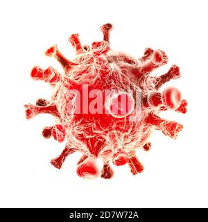 Vista microscopica del Coronavirus, un patogeno che attacca le vie respiratorie. Covid-19. Analisi e test, sperimentazione. Infezione virale, vaccino Foto Stock