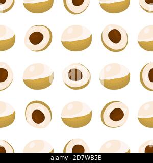 Illustrazione sul tema grande colore senza cuciture longan, brillante motivo di frutta per sigillo. Modello di frutta costituito da un bellissimo longan di ripetizione senza cuciture. Semplice Illustrazione Vettoriale