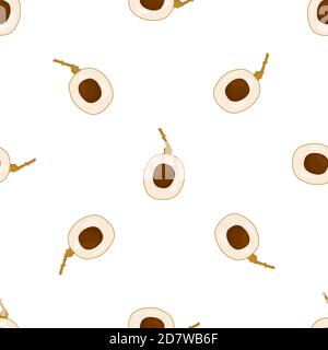 Illustrazione sul tema grande colore senza cuciture longan, brillante motivo di frutta per sigillo. Modello di frutta costituito da un bellissimo longan di ripetizione senza cuciture. Semplice Illustrazione Vettoriale