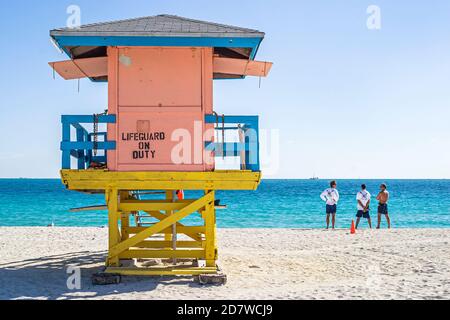 Miami Beach Florida, litorale dell'Oceano Atlantico, stazione di bagnino, Foto Stock