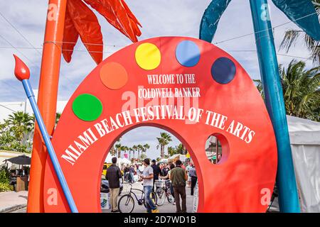 Miami Beach Florida,Festival of the Arts,ingresso arco segno strada fiera annuale evento arte arte, Foto Stock