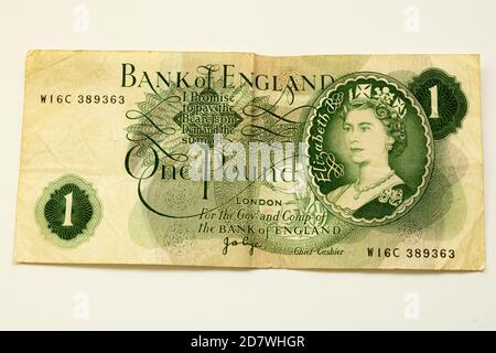 Una sterlina dal Regno Unito prima dell'euro. Foto Stock