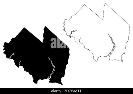 Cumberland County, New Jersey (Stati Uniti, Stati Uniti d'America, Stati Uniti, Stati Uniti, Stati Uniti) mappa vettoriale, schizzo della mappa Cumberland Illustrazione Vettoriale