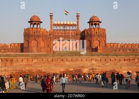 Porta Lahori al Forte Rosso a Nuova Delhi, Innia Foto Stock