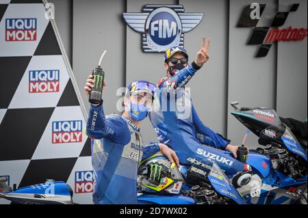 Gare al Gran Premio della MotoGP Liqui Moly di Teruel al circuito di Alcañiz MotorLand. 25 ottobre 2020 Carreras del Gran Premio Liqui Moly de Teruel de MotoGP en el circuito de Alcañiz o MotorLand Aragon. 25 de Octubre de 2020 POOL/ MotoGP.com/Cordon Rassegna stampa: CORDON PRESS/Alamy Live News Foto Stock