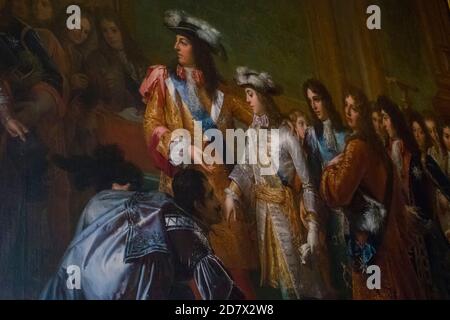 Francia, Loir-et-Cher (41), Chambord (patrimonio mondiale dell'UNESCO), castello reale del Rinascimento, dipinto dal Barone François Gérard in rappresentanza di Luigi XIV Foto Stock