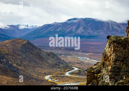 Denali National Park Savage Canyon Trail vista in Alaska a. caduta Foto Stock