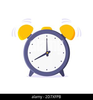 Allarme orologio analogico faccia piatta disegno vettoriale illustrazione icona segno isolato su sfondo bianco. Illustrazione Vettoriale