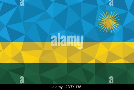 Illustrazione del vettore dell'indicatore Poly Rwanda basso. Grafico triangolare della bandiera ruandese. La bandiera del Ruanda è un simbolo di indipendenza. Illustrazione Vettoriale
