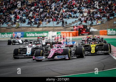 25.10.2020, Autódromo Internacional do Algarve, Portimao, FORMULA 1 HEINEKEN PORTUGUESE GRAND PRIX 2020, nella foto Lance Stroll (CAN 18), BWT Racing Point F1 Team, George Russel (GBR 63), Rokit Williams Racing, Lance Stroll (CAN 18), BWT Racing Point F1 Team | utilizzo in tutto il mondo Foto Stock