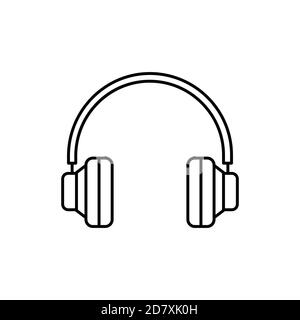 icona singola isolata del dispositivo cuffia con stile linea o contorno Illustrazione Vettoriale