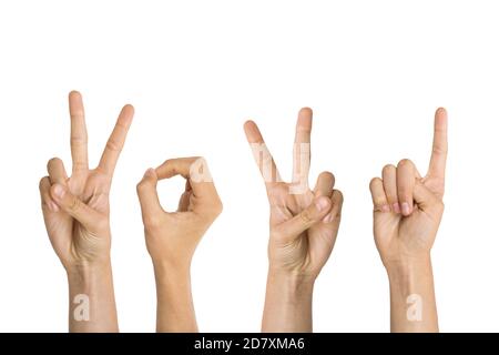 2021 scritta con segni a mani e dita, biglietto d'auguri per il nuovo anno Foto Stock