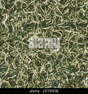 Piante di aghi di camouflage, modello senza giunture. Grunge ghillie sfondo verde Illustrazione Vettoriale